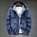 Renly Hooded Denim Jacket — Lightweight Breathable Urban Style (Navy Blue S) - | Zavonix