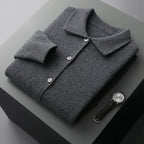 Renly — Premium Cashmere Cardigan Sweater with Cozy Warmth (Dark Gray S) - | Zavonix