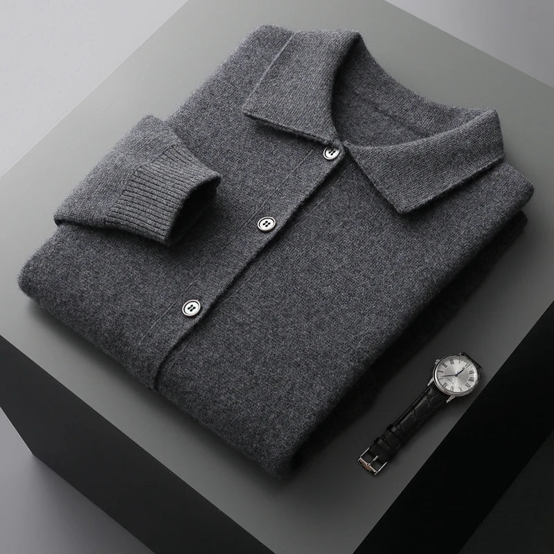 Renly — Premium Cashmere Cardigan Sweater with Cozy Warmth (Dark Gray S) - | Zavonix