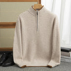 Rennar — Merino Wool Sweater with Layered Color Design (Beige S) - | Zavonix