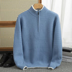Rennar — Merino Wool Sweater with Layered Color Design (Blue S) - | Zavonix