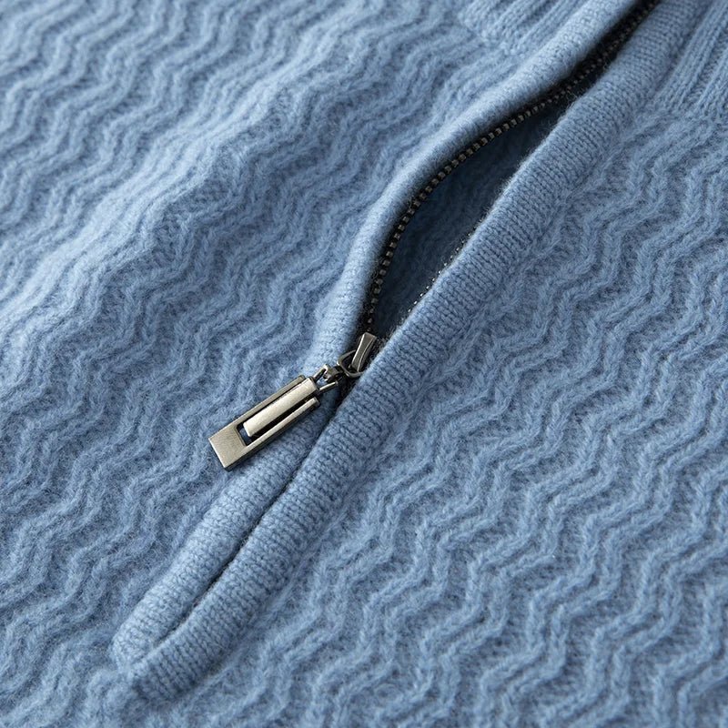 Rennar — Merino Wool Sweater with Layered Color Design (Blue S) - | Zavonix