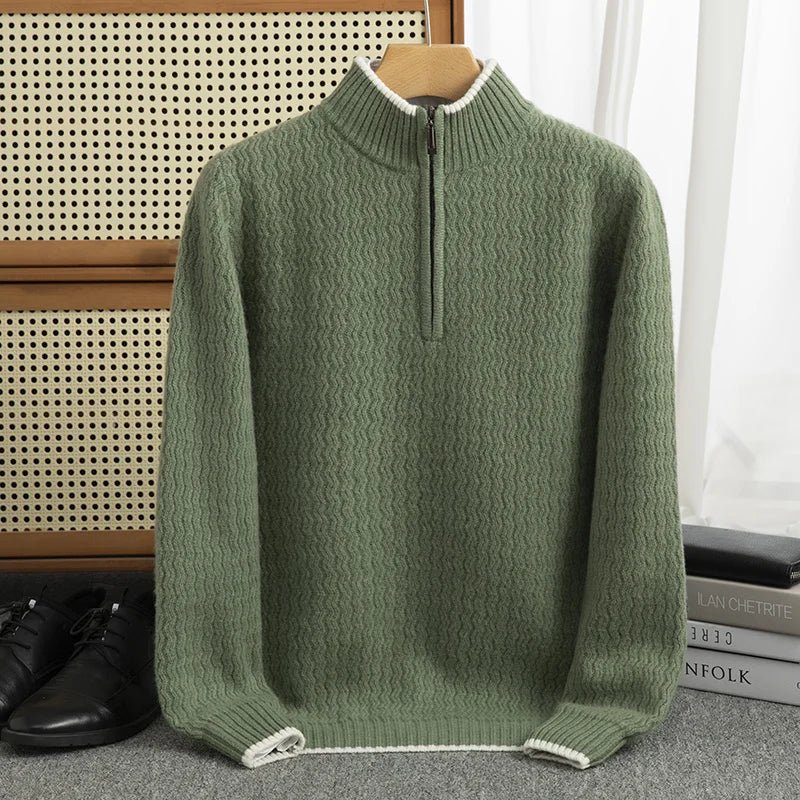 Rennar — Merino Wool Sweater with Layered Color Design (Beige S) - | Zavonix