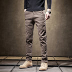 Renno — Men's Slim Fit Cotton Stretch Pants with Wrinkle Resistance (Khaki XS (28 - 29)) - | Zavonix