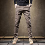 Renno — Men's Slim Fit Cotton Stretch Pants with Wrinkle Resistance (Khaki XS (28 - 29)) - | Zavonix