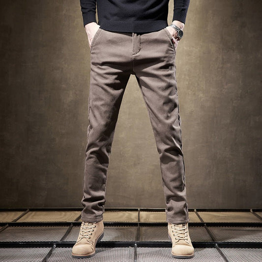 Renno — Men's Slim Fit Cotton Stretch Pants with Wrinkle Resistance - Zavonix