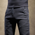 Renno — Men's Slim Fit Cotton Stretch Pants with Wrinkle Resistance (Black XS (28 - 29)) - | Zavonix
