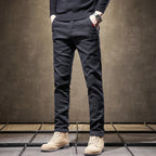 Renno — Men's Slim Fit Cotton Stretch Pants with Wrinkle Resistance (Black XS (28 - 29)) - | Zavonix