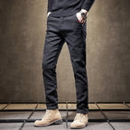Renno — Men's Slim Fit Cotton Stretch Pants with Wrinkle Resistance (Gray XS (28 - 29)) - | Zavonix