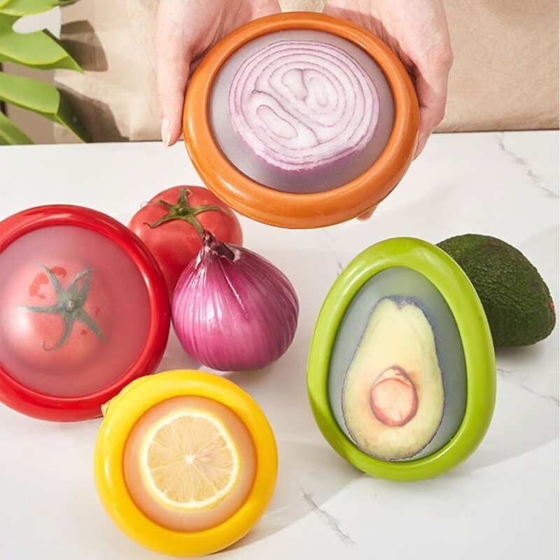 Reusable Stretch Lids for Cut Fruits and Vegetables (4-Pack)