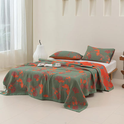 Reversible Botanical Cotton Quilt Bedding Set – Soft and Breathable Design 4