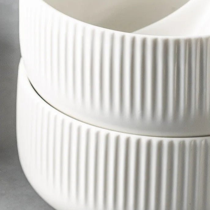 Ribbed Ceramic Dinnerware Set - 25-Piece Matte Finish Dinner Set with Modern Design and Easy Clean Plates 5