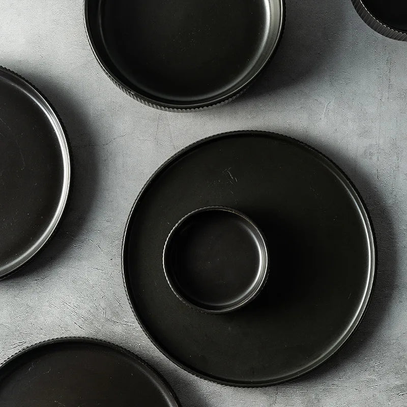 Ribbed Ceramic Dinnerware Set - 25-Piece Matte Finish Dinner Set with Modern Design and Easy Clean Plates 3