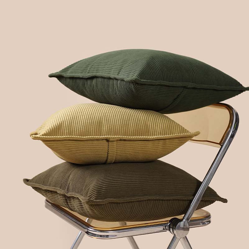 Ribbed Corduroy Throw Pillow in Earthy Tones – Soft and Versatile 18x18 Inches 0