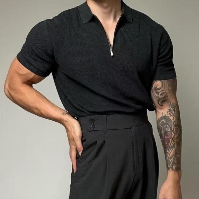 Rielan — Men's Moisture - Wicking Muscle Shirt with Tailored Zip Fit (Blue XS) - | Zavonix