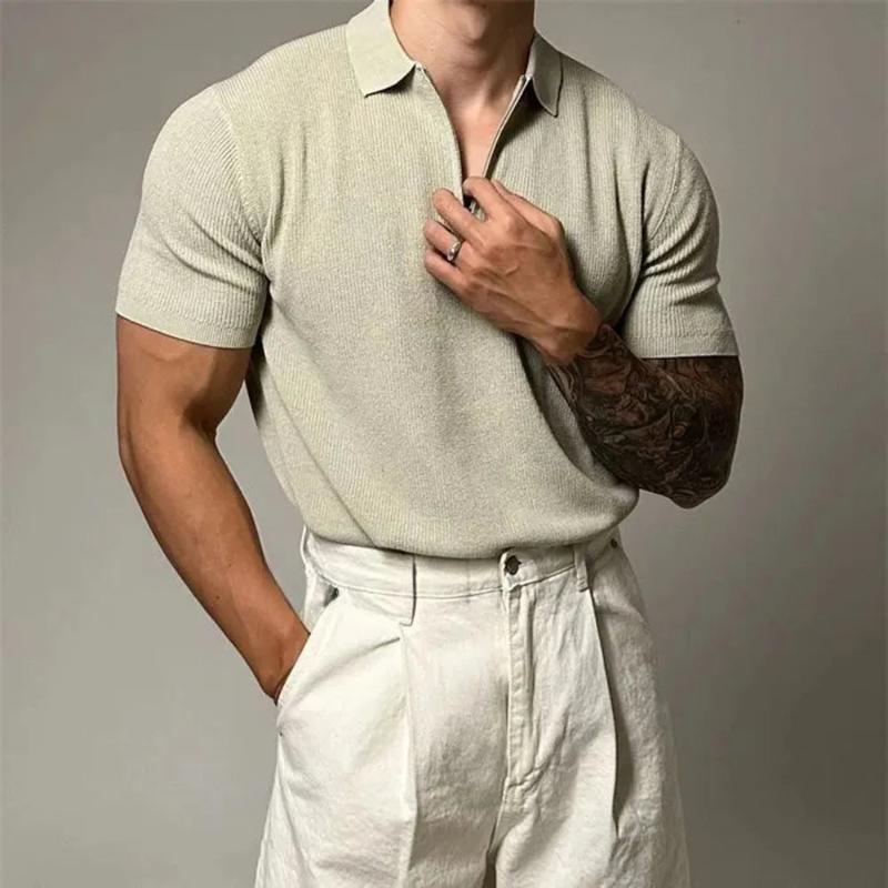 Rielan — Men's Moisture - Wicking Muscle Shirt with Tailored Zip Fit (Blue XS) - | Zavonix