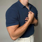 Rielan — Men's Moisture - Wicking Muscle Shirt with Tailored Zip Fit (Blue XS) - | Zavonix