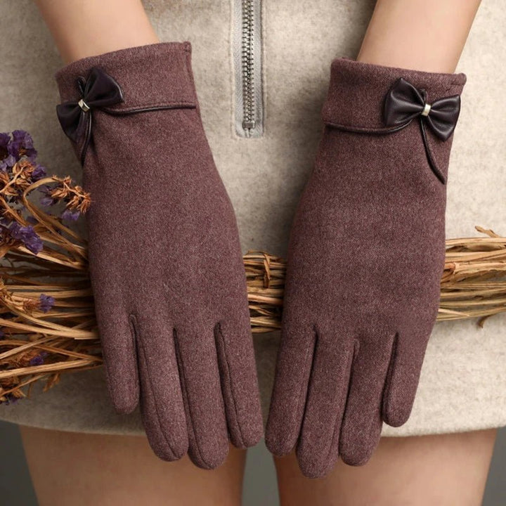 "Refined Bow" Wool - Mix Gloves (Purple ) - | Zavonix