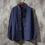 Ronin Japanese Style Linen Shirt (Navy XS) - | Zavonix