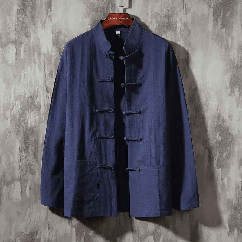 Ronin Japanese Style Linen Shirt (Navy XS) - | Zavonix