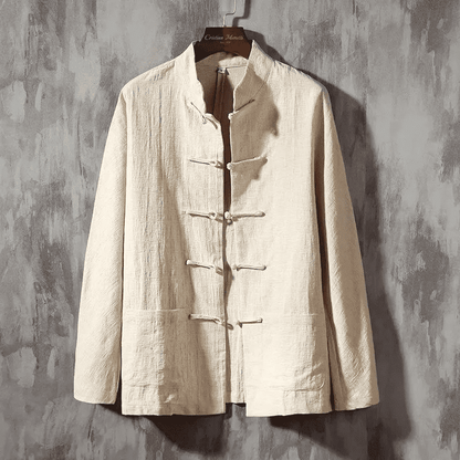 Ronin Japanese Style Linen Shirt (White XS) - | Zavonix