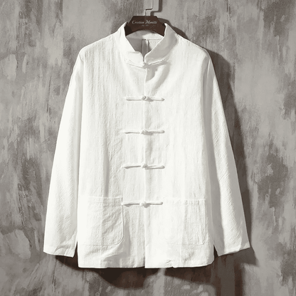 Ronin Japanese Style Linen Shirt (White XS) - | Zavonix
