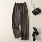 Rivano — Breathable Cotton Linen Straight Pants with Relaxed Fit (Gray XS) - | Zavonix