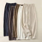 Rivano — Breathable Cotton Linen Straight Pants with Relaxed Fit (Cream XS) - | Zavonix