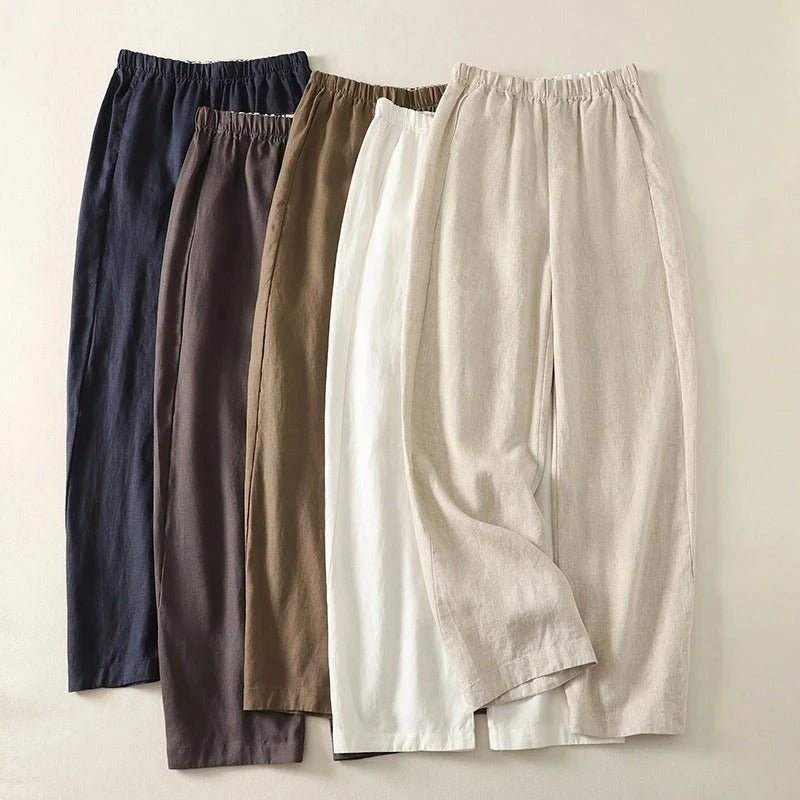 Rivano — Breathable Cotton Linen Straight Pants with Relaxed Fit (Cream XS) - | Zavonix