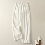 Rivano — Breathable Cotton Linen Straight Pants with Relaxed Fit (White XS) - | Zavonix