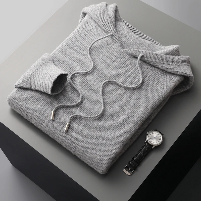 Rivaro Hoodie — Soft Cashmere Merino Wool Hoodie with Tailored Fit (Gray S) - | Zavonix