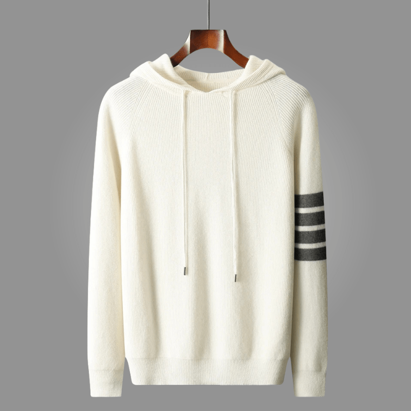 Rivaro Hoodie — Soft Cashmere Merino Wool Hoodie with Tailored Fit (White S) - | Zavonix