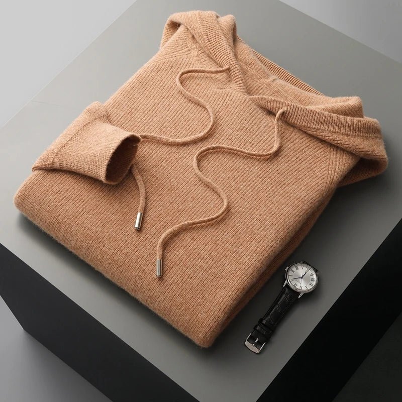 Rivaro Hoodie — Soft Cashmere Merino Wool Hoodie with Tailored Fit (Camel S) - | Zavonix
