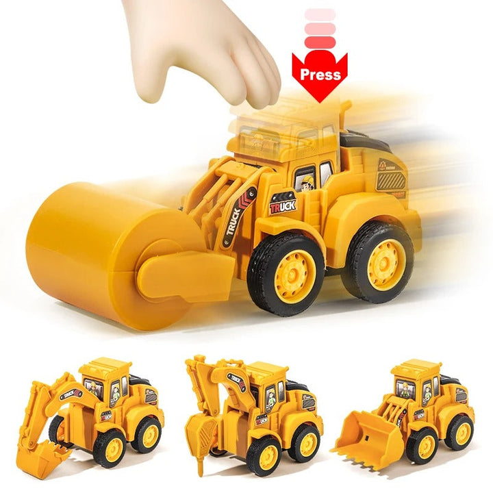 Hand pressing a yellow road roller&