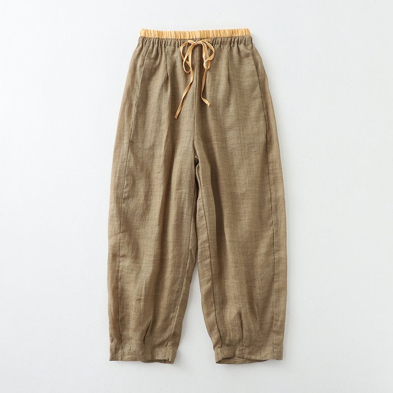 ROSIE LINEN PANTS (Brown XS) - | Zavonix
