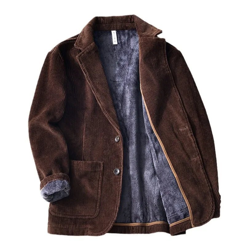 Rowan — Corduroy Blazer with Fleece Lining and Relaxed Fit (Coffee S) - | Zavonix
