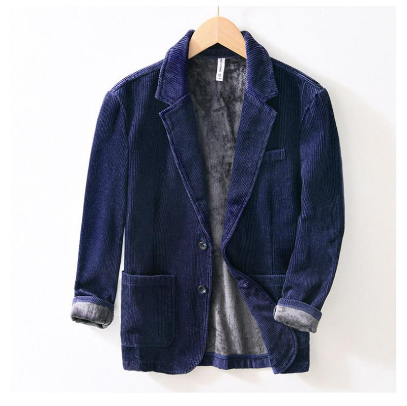 Rowan — Corduroy Blazer with Fleece Lining and Relaxed Fit (Blue S) - | Zavonix