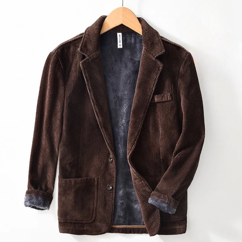 Rowan — Corduroy Blazer with Fleece Lining and Relaxed Fit (Blue S) - | Zavonix
