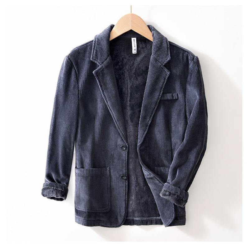 Rowan — Corduroy Blazer with Fleece Lining and Relaxed Fit (Blue S) - | Zavonix