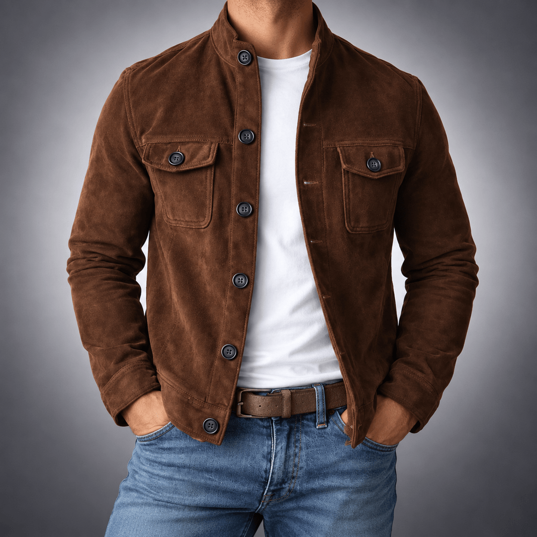 Rowan Suede Jacket in Dark Brown