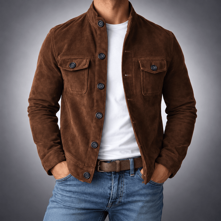 Rowan Suede Jacket in Dark Brown