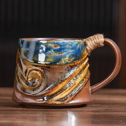 Rugged Ceramic Coffee Mug with Comfort Grip Handle – Stain-Resistant and Handcrafted Design in Oceanic Tones 10