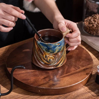 Rugged Ceramic Coffee Mug with Comfort Grip Handle – Stain-Resistant and Handcrafted Design in Oceanic Tones 7