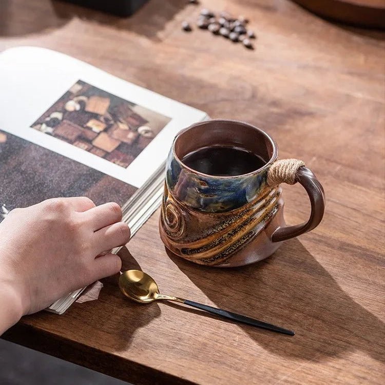 Rugged Ceramic Coffee Mug with Comfort Grip Handle – Stain-Resistant and Handcrafted Design in Oceanic Tones 5