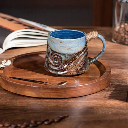 Rugged Ceramic Coffee Mug with Comfort Grip Handle – Stain-Resistant and Handcrafted Design in Oceanic Tones 6
