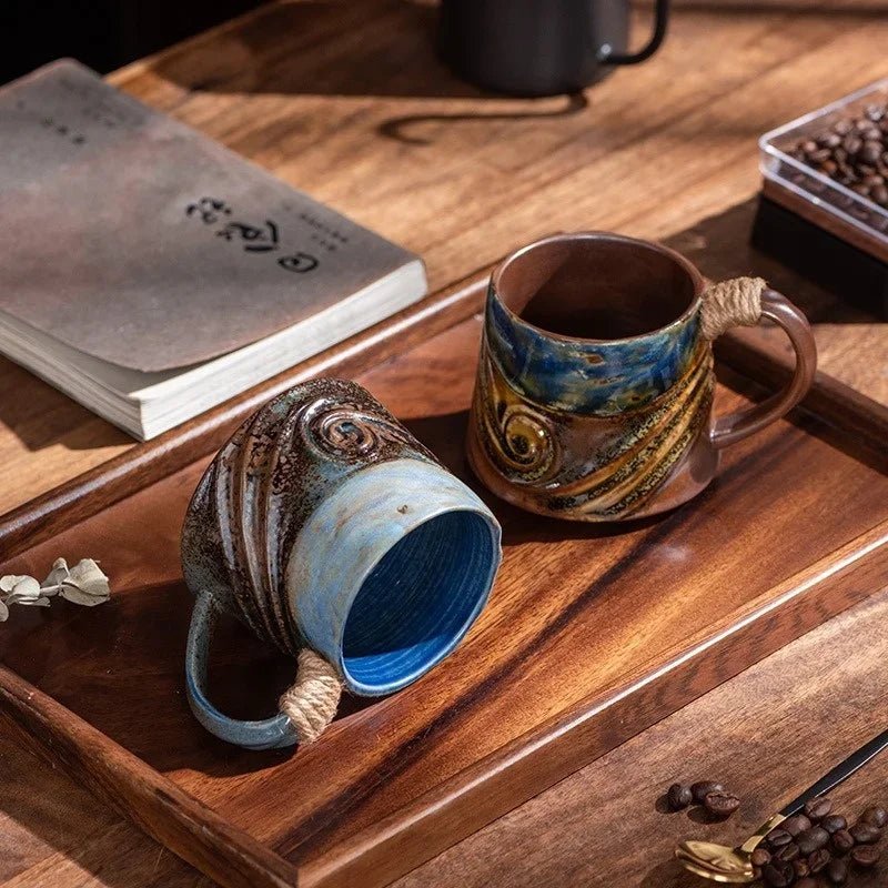 Rugged Ceramic Coffee Mug with Comfort Grip Handle – Stain-Resistant and Handcrafted Design in Oceanic Tones 4