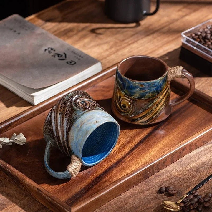 Rugged Ceramic Coffee Mug with Comfort Grip Handle – Stain-Resistant and Handcrafted Design in Oceanic Tones 4