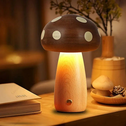 Rustic Wooden LED Lamp with Adjustable Brightness – Rechargeable, Portable Design for Cozy Ambiance, Large and Small Sizes Available 6