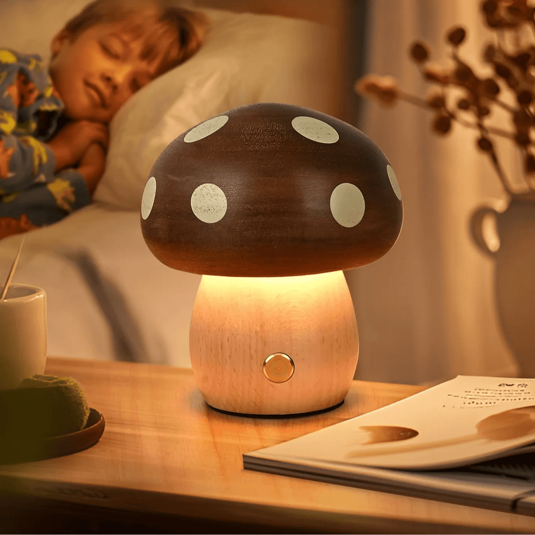 Rustic Wooden LED Lamp with Adjustable Brightness – Rechargeable, Portable Design for Cozy Ambiance, Large and Small Sizes Available 5