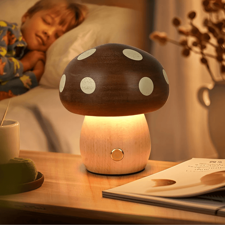 Rustic Wooden LED Lamp with Adjustable Brightness – Rechargeable, Portable Design for Cozy Ambiance, Large and Small Sizes Available 5